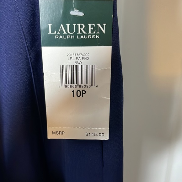Women’s Lauren by Ralph Lauren navy blue Culottes pant NWT SZ 10P W/ tie belt - Picture 8 of 10